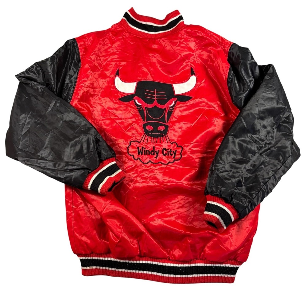 VTG Chicago Bulls Reversible Satin Bomber Jacket M NBA Windy City‎ Rare Varsity